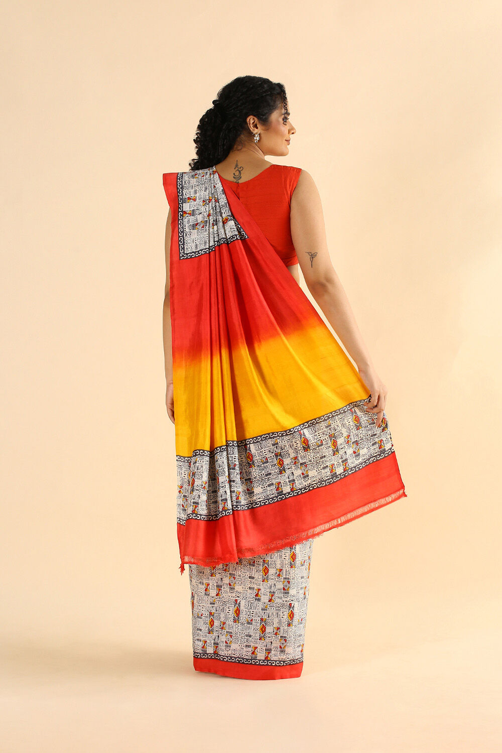 Yellow Pure Silk Printed Saree image number null
