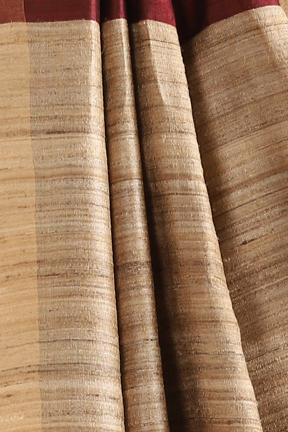 Dark Red Pure Tussar Silk Bhagalpuri Saree image number null