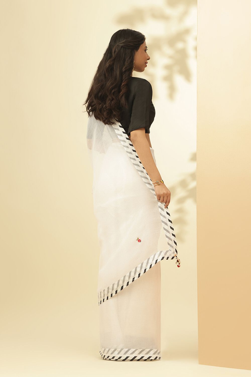 White Pure Kota Embroidered Saree image number null