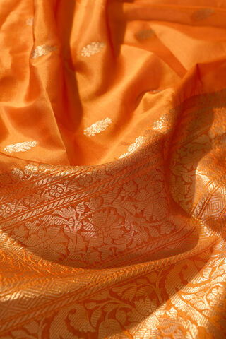Orange Silk Viscose Cutwork Banarasi Inspired Design Saree thumbnail image number null