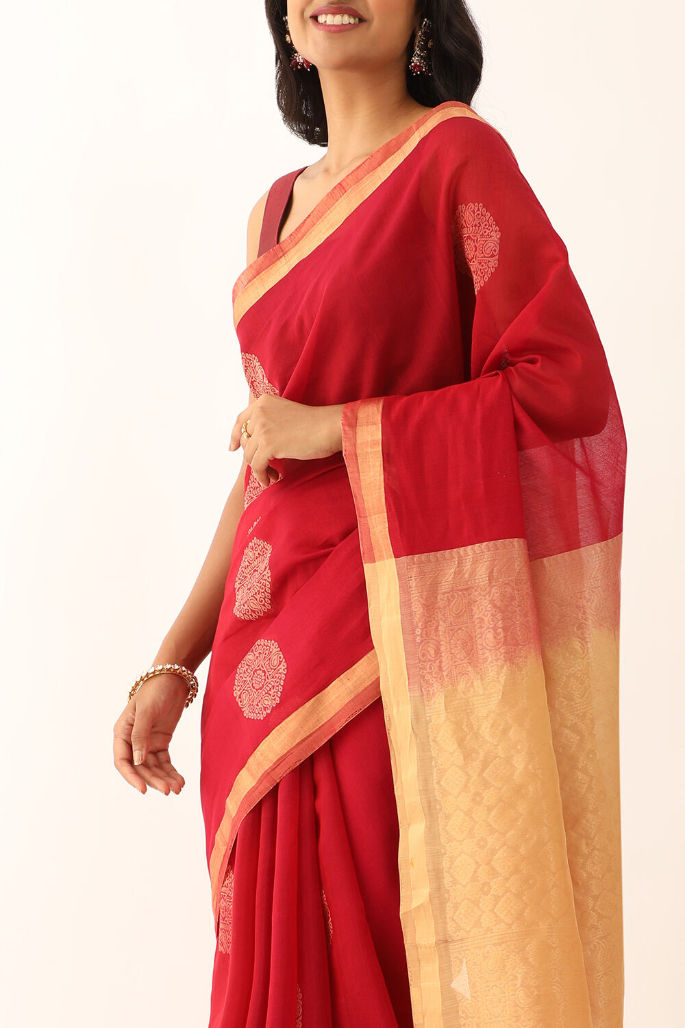 Pink Pure Silk Cotton Woven South Saree image number null