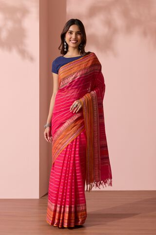 Pink Woven South Pure Cotton Saree thumbnail image number null