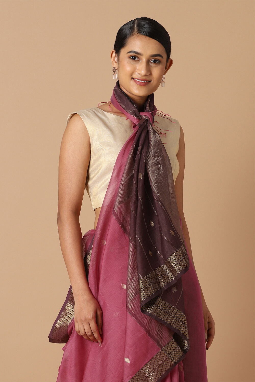 Pink Pure Silk Cotton Maheswari Saree image number null