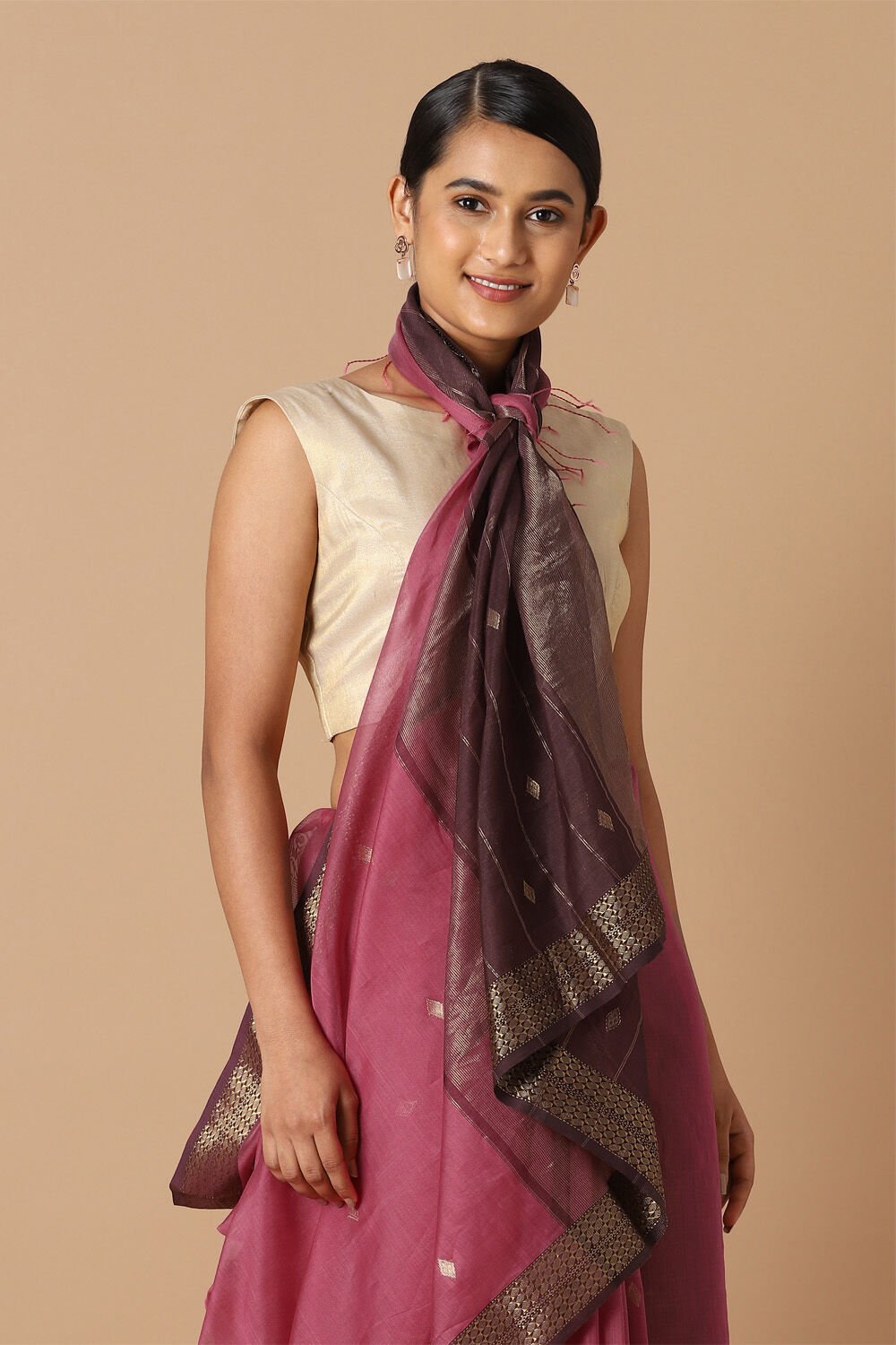 Pink Pure Silk Cotton Maheswari Saree image number null
