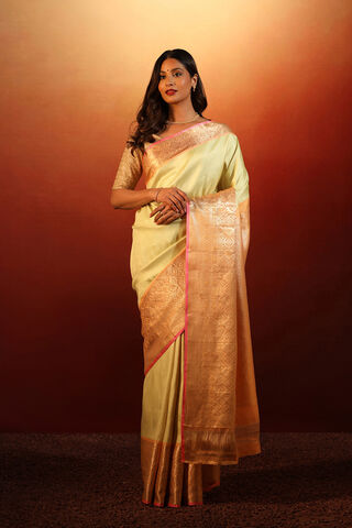 Light Green Pure Silk Woven Kanjivaram Saree image number
