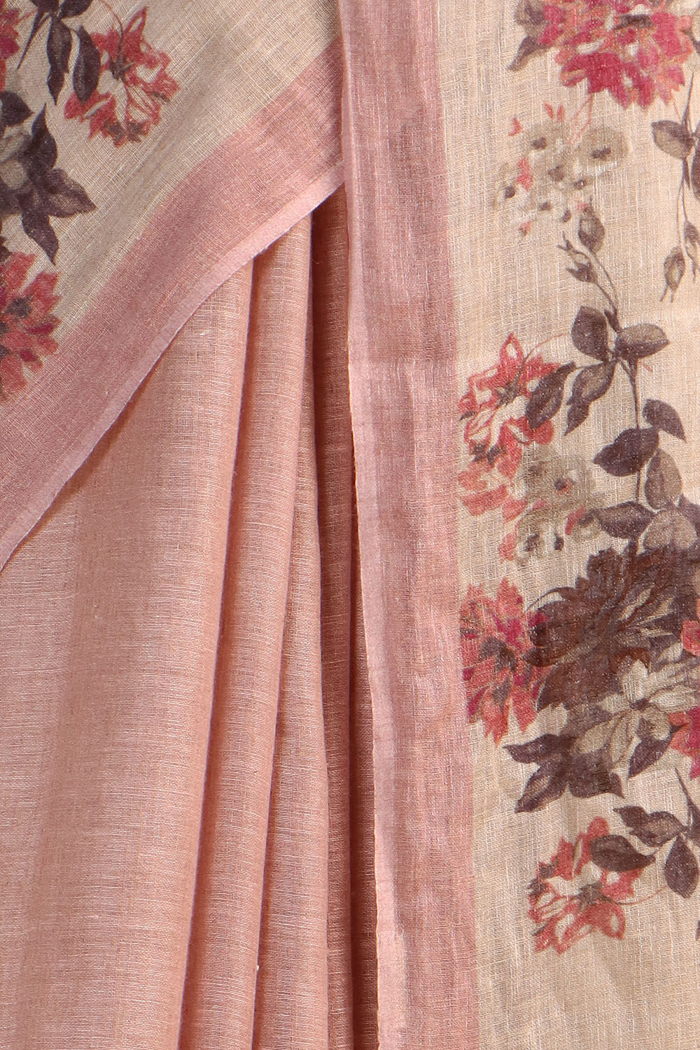 Light Pink Pure Linen Digital Printed Saree image number null