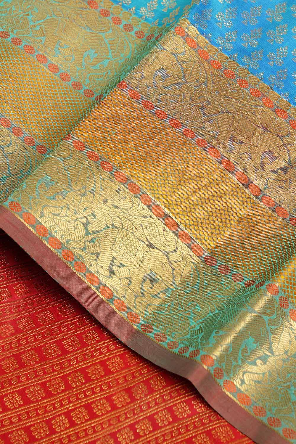 Blue Pure Silk Woven Kanjivaram Saree image number null
