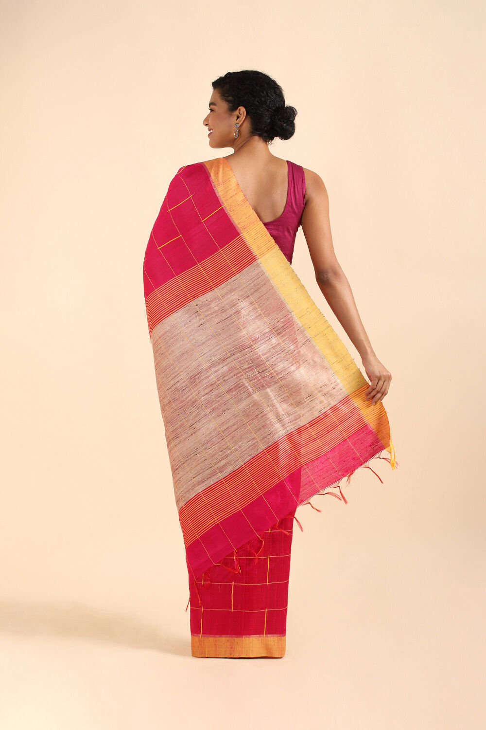 Pink Pure Tussar Silk Bhagalpuri Saree image number null