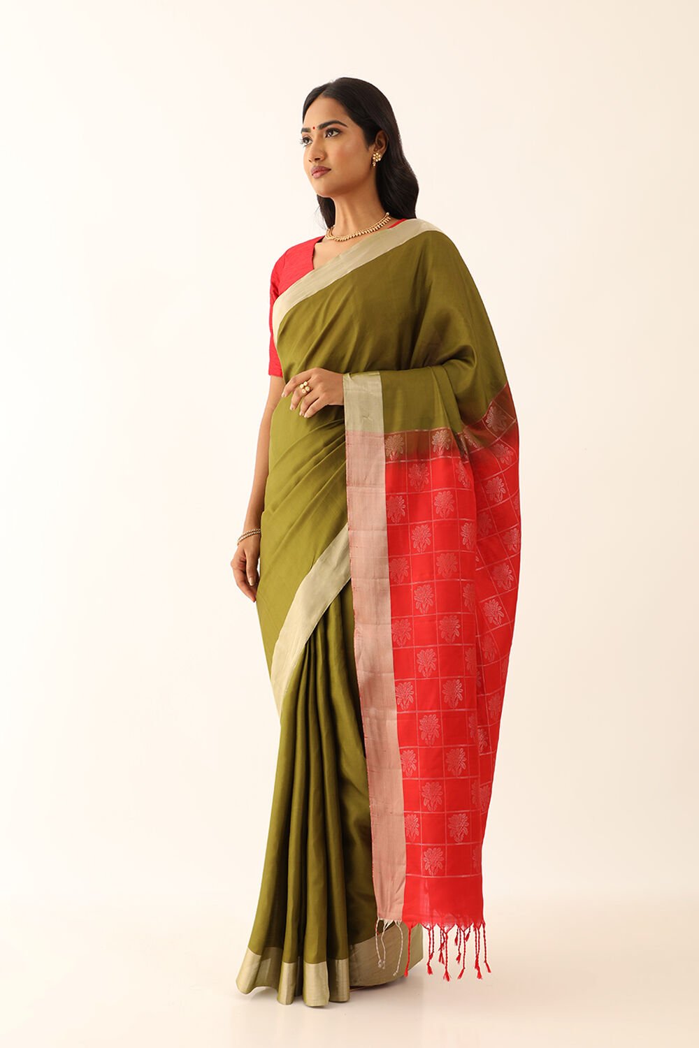 Green Woven Pure Soft South Saree image number null
