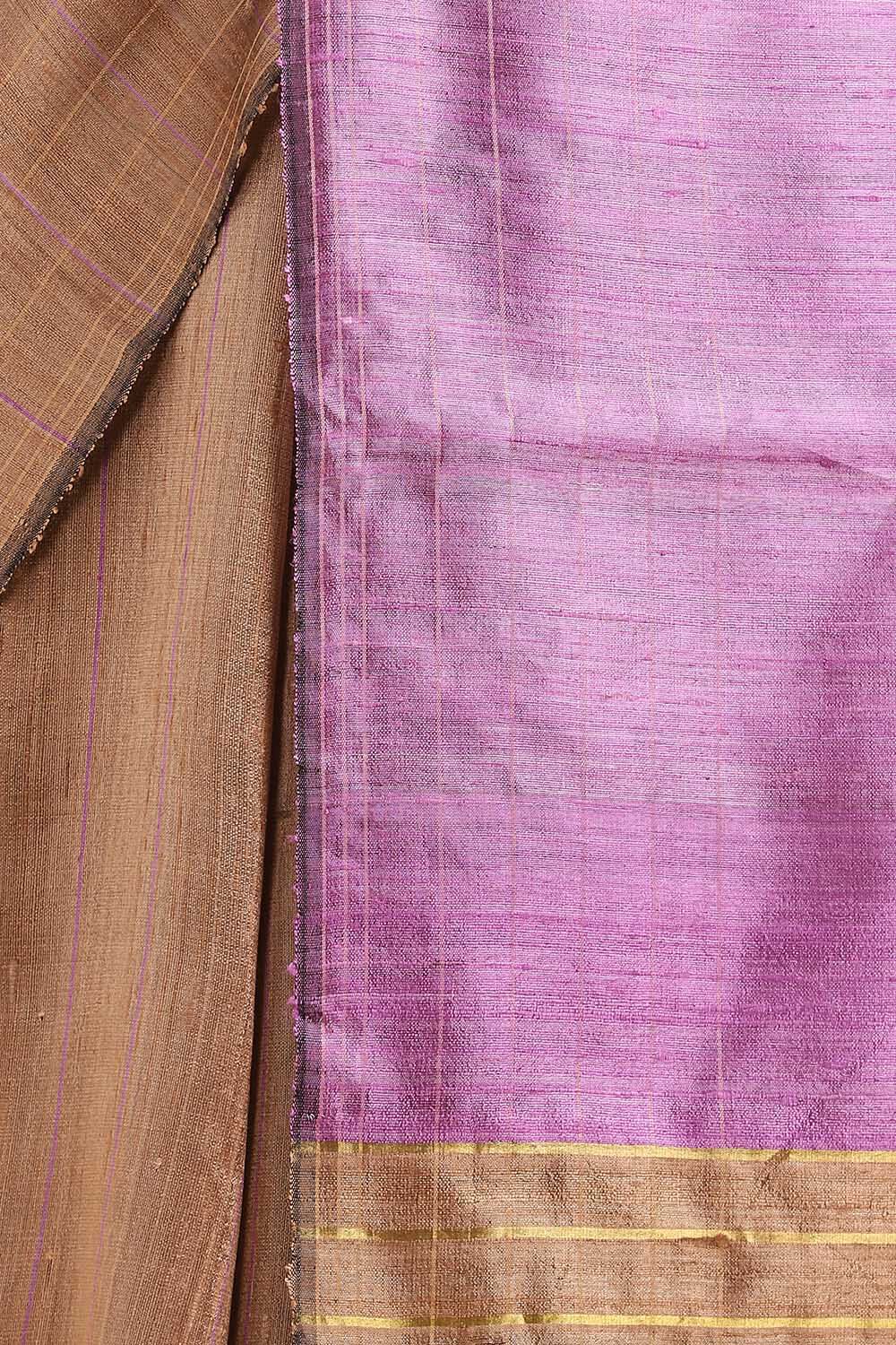 Brown Pure Tussar Silk Bhagalpuri Saree image number null