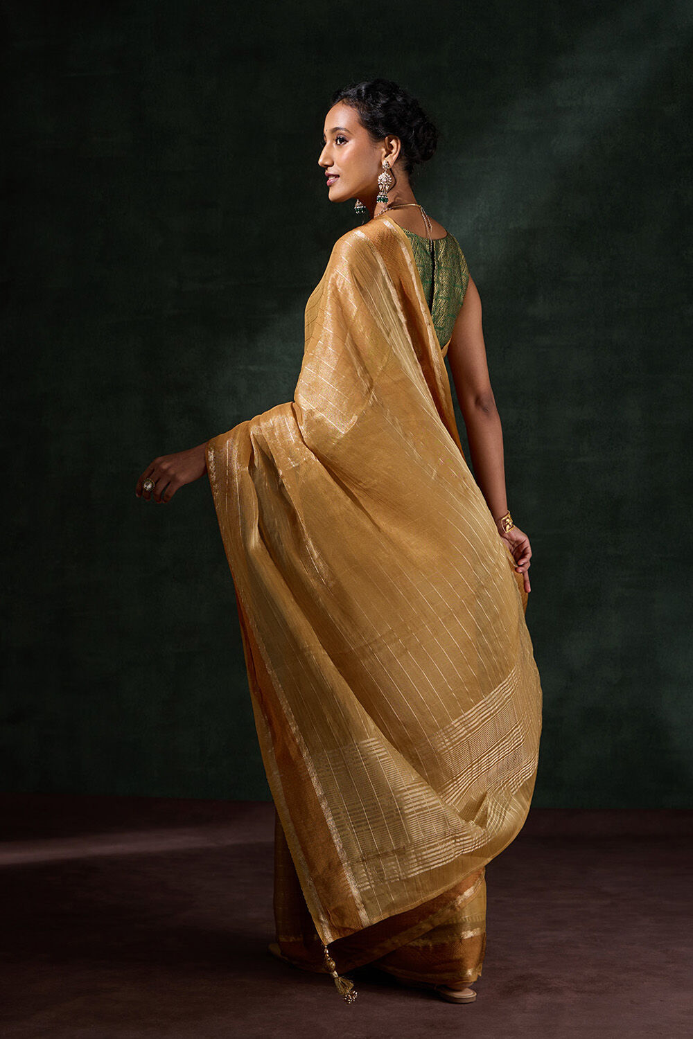 Yellow Woven Tissue Viscose Saree image number null