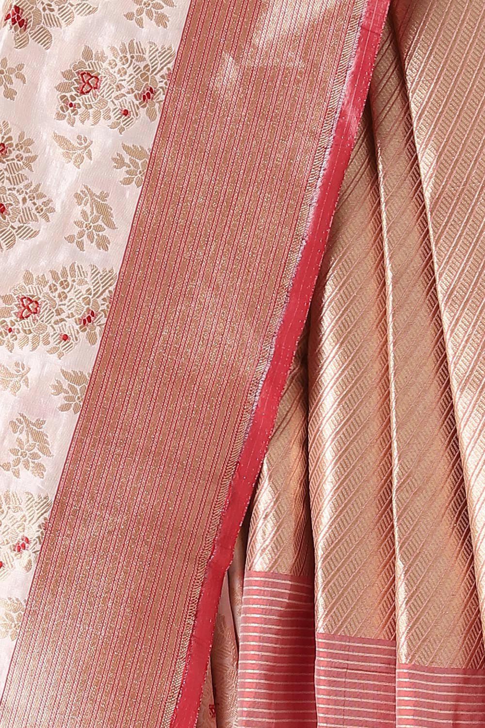 White Pure Silk Banarasi Brocade Saree image number null