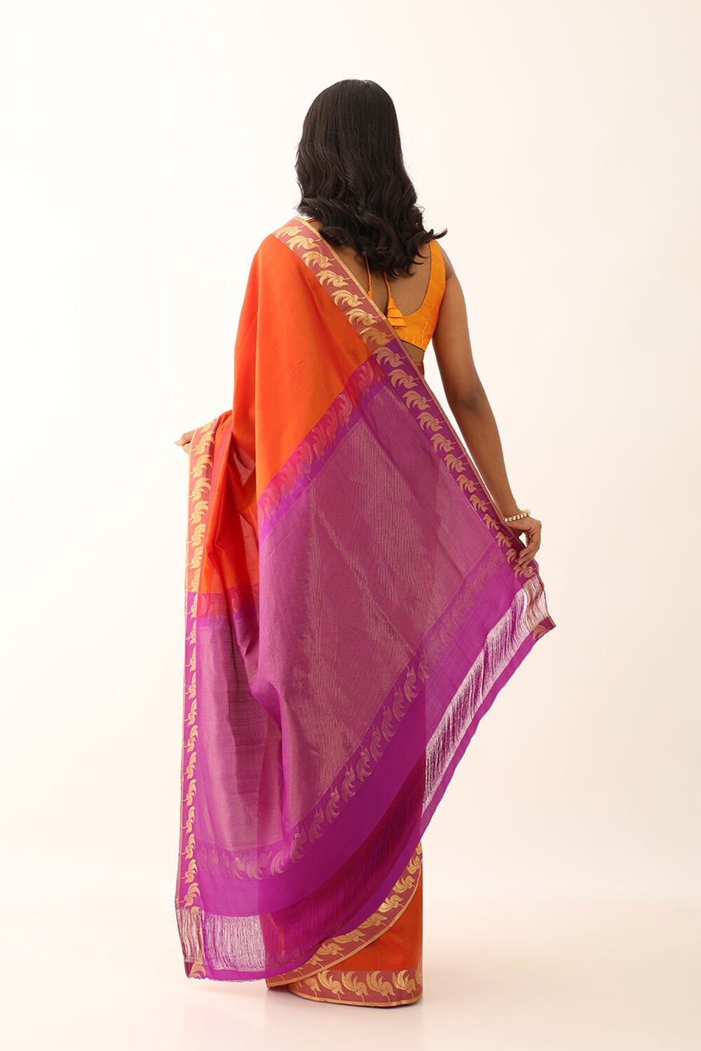Orange Pure Silk Woven South Saree image number null