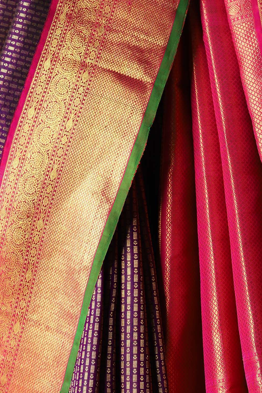 Jamun Purple Pure Zari Silk Kanjivaram Saree image number null