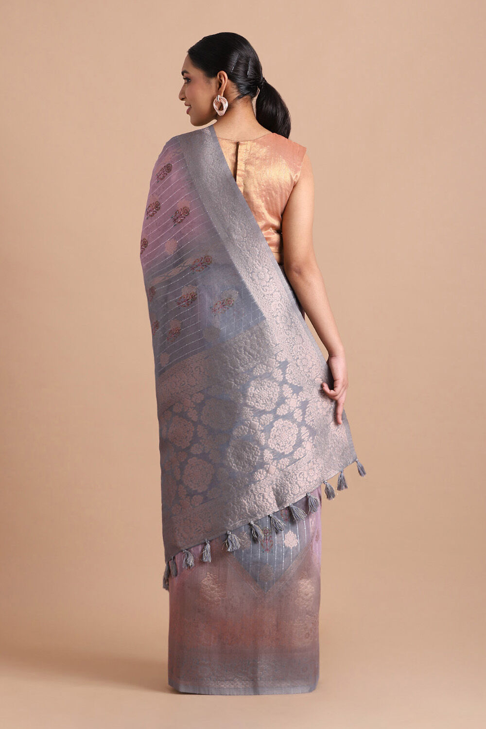 Pink Pure Embroidered Saree image number null