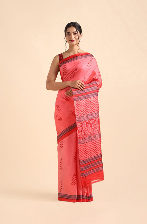 Pink Pure Silk Printed Saree