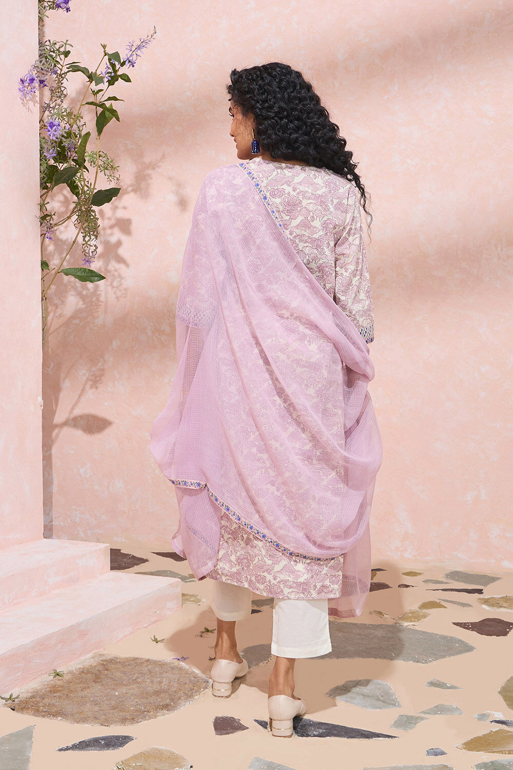 Off White Screen Printed Pure Cotton Kurta Set image number null