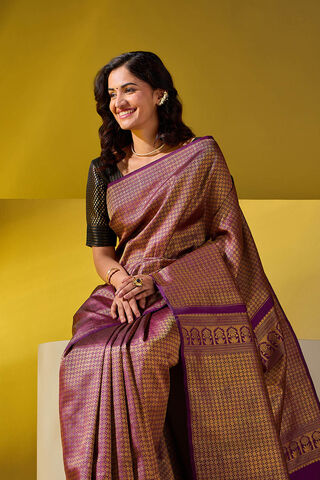 Purple Woven Pure Silk Kanjivaram Saree thumbnail image number null