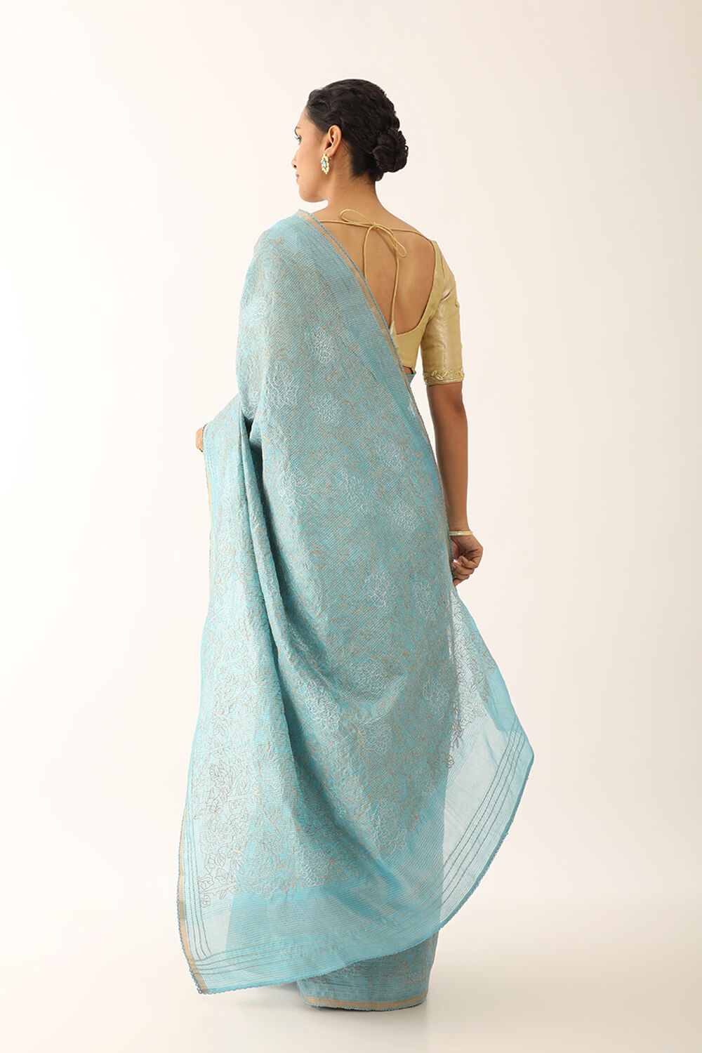 Blue Contemporary Pure Tussar Silk Embroidery Saree image number null