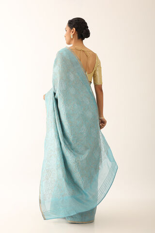 Blue Contemporary Pure Tussar Silk Embroidery Saree thumbnail image number null