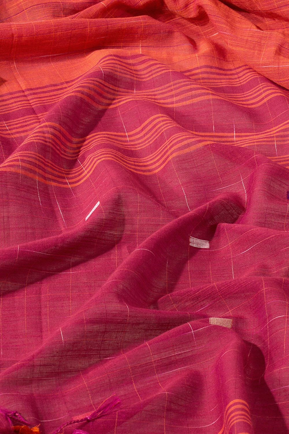 Dark Red Woven Pure Cotton Bengal Saree image number null