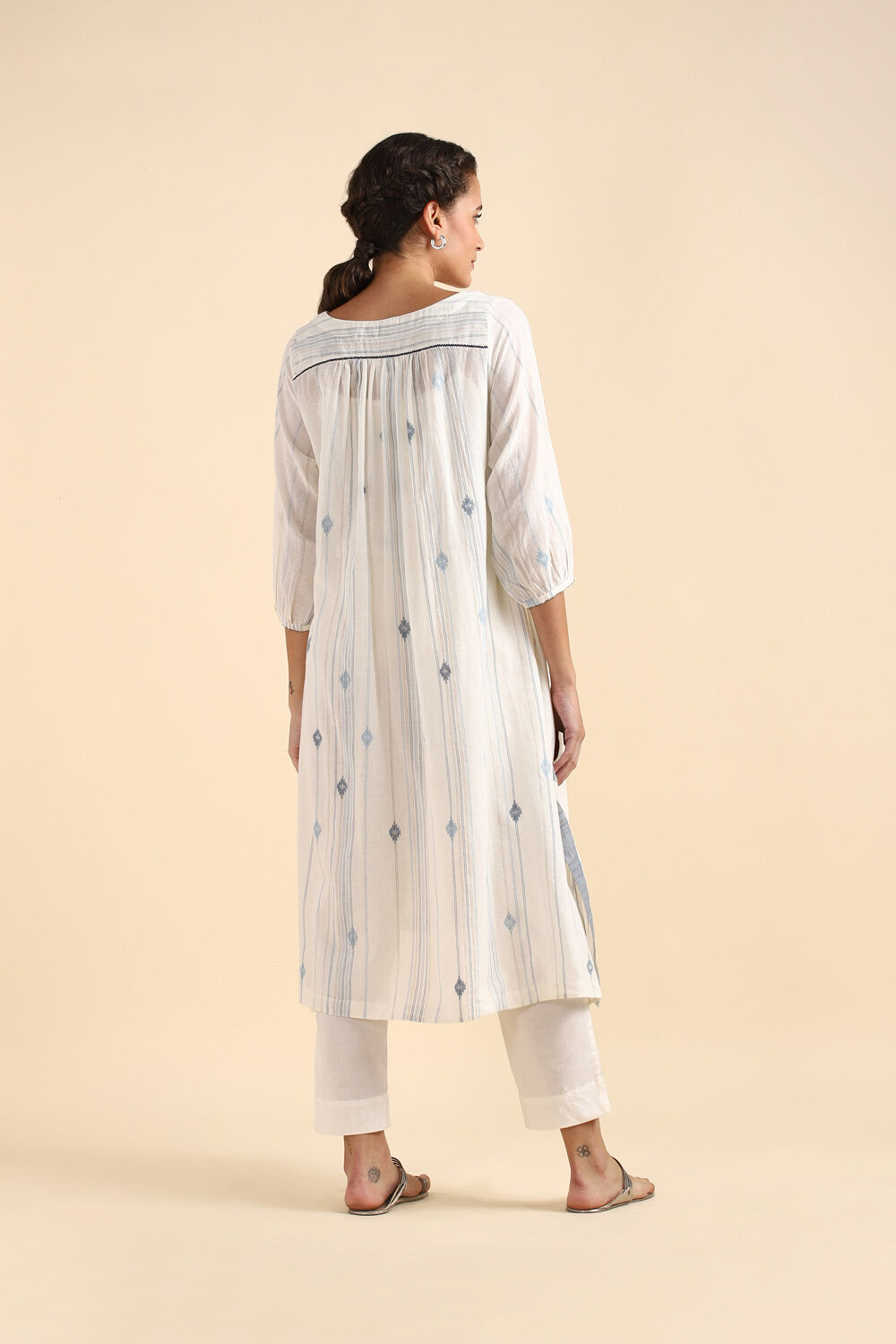 Off White Cotton Jamdani Kurta image number null