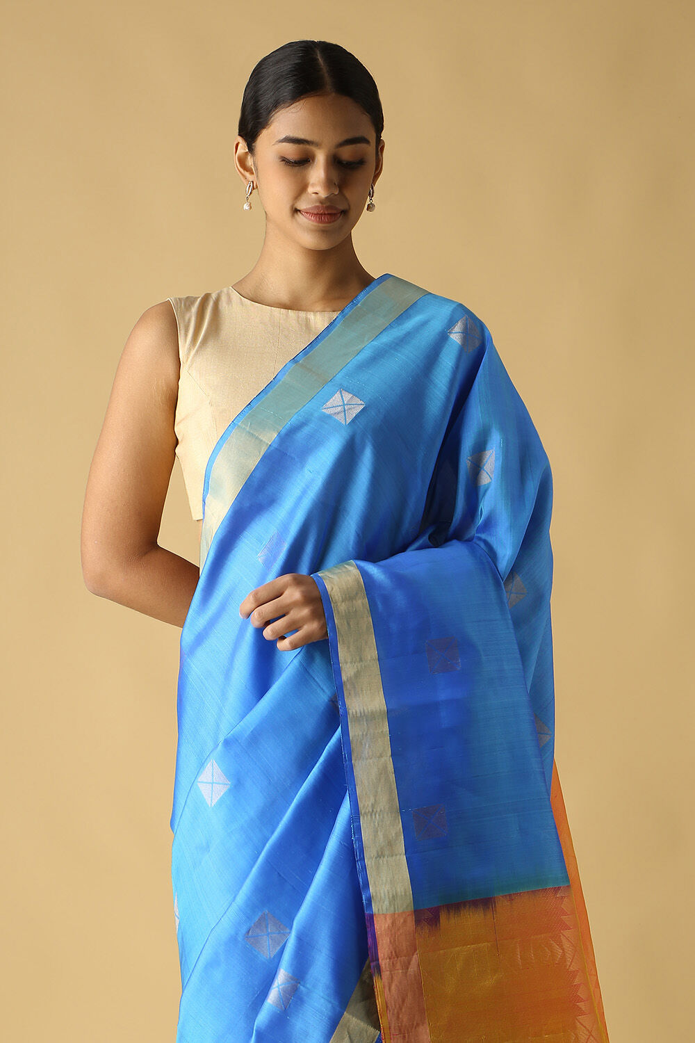 Blue Pure Silk South Saree image number null