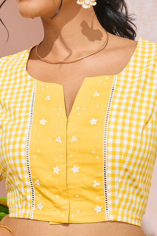 Yellow Pure Cotton Embroidered Blouse thumbnail image number null