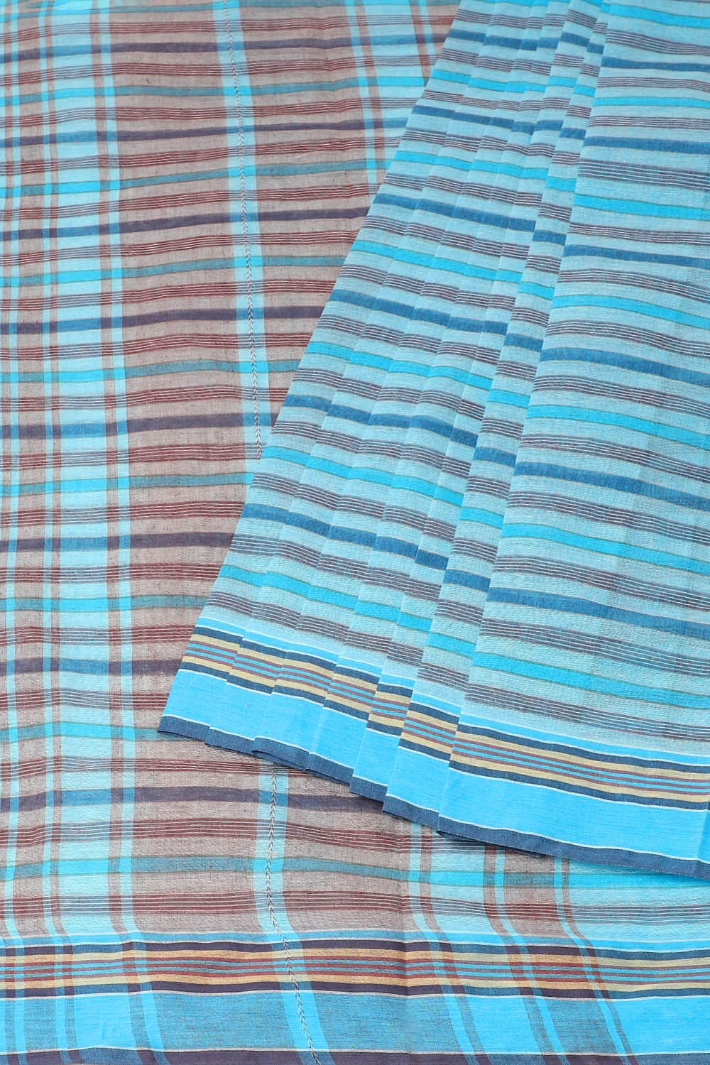 Blue Pure Cotton Bengal Saree image number null