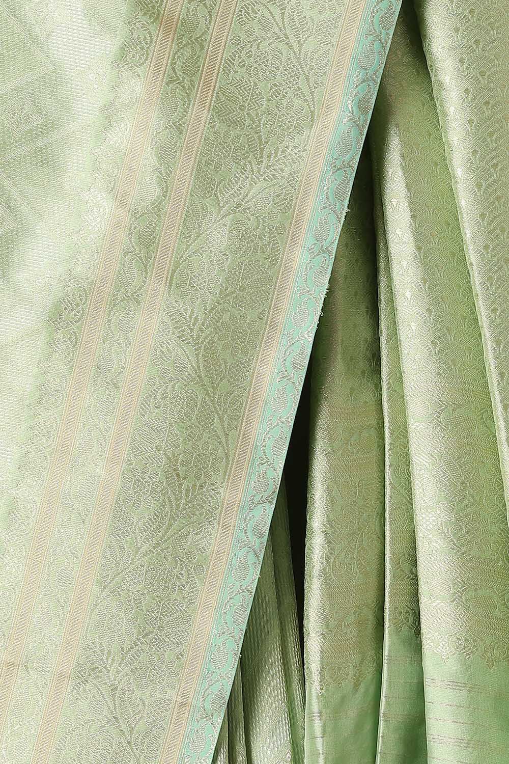 Light Green Pure Silk Banarasi Brocade Saree image number null