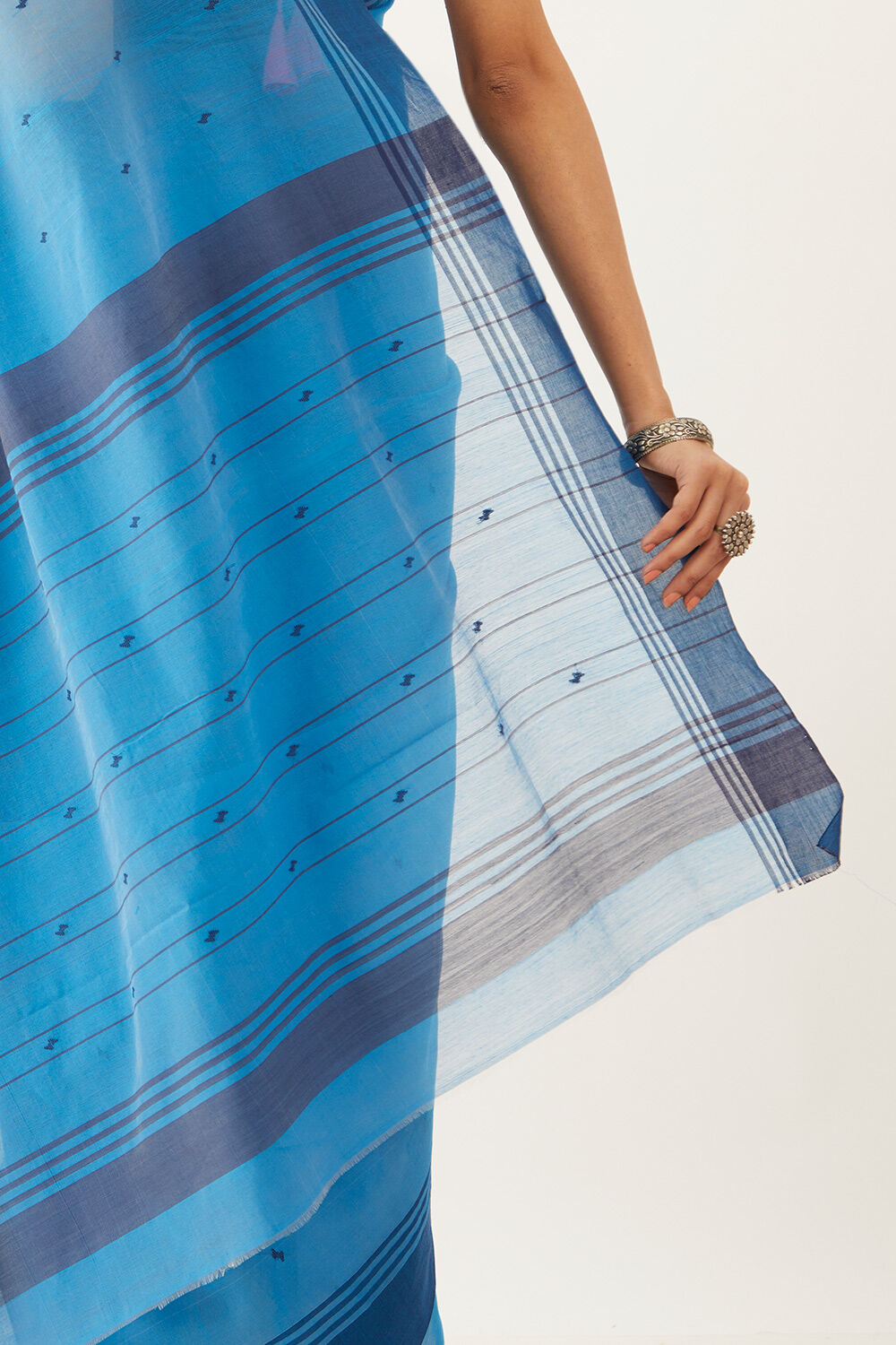 Blue Pure Silk Cotton Woven Chanderi Saree image number null
