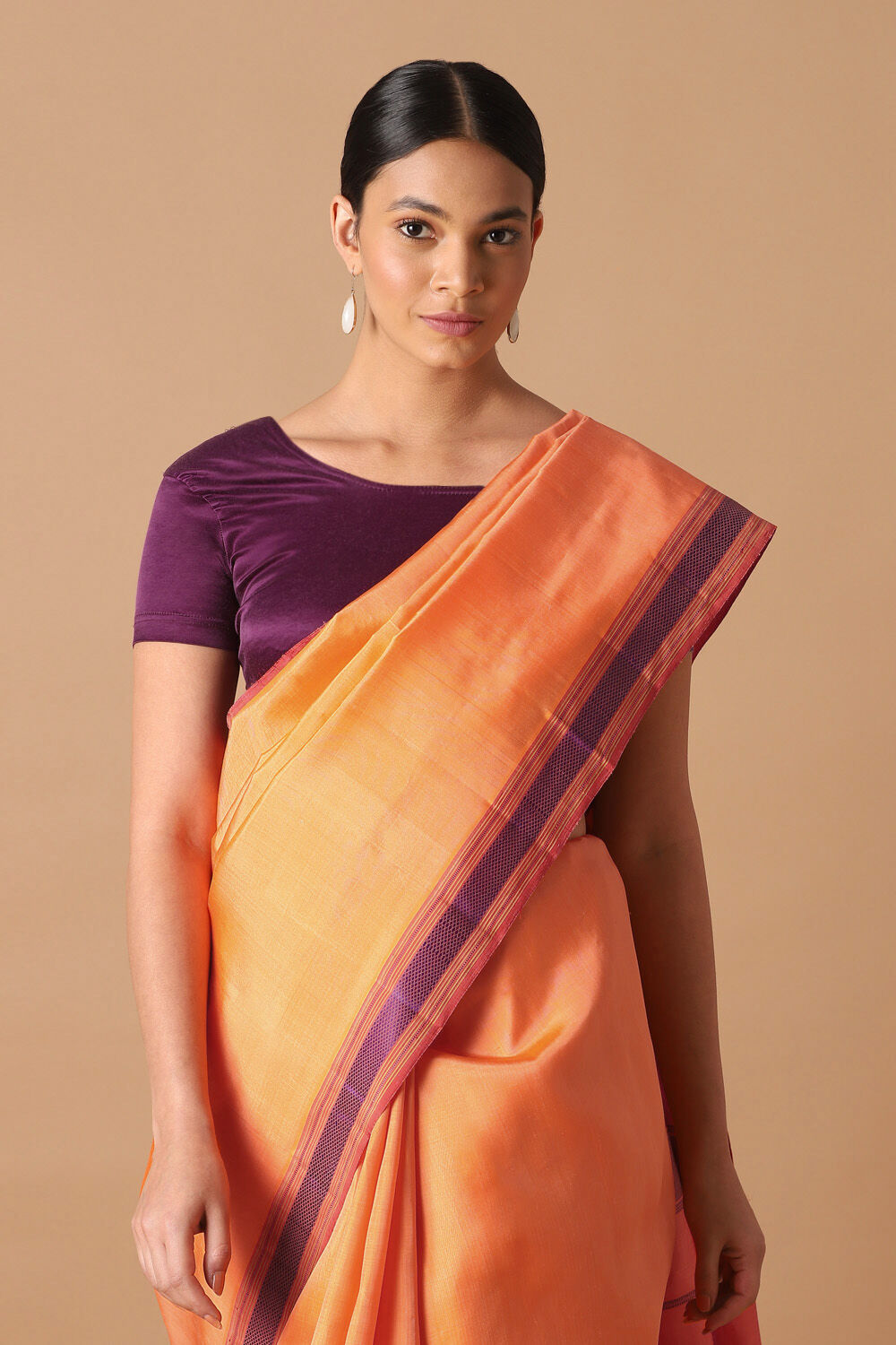 Orange Pure Silk Kanjivaram Saree image number null