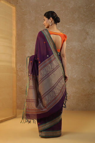 Purple Woven South Pure Cotton Saree thumbnail image number null