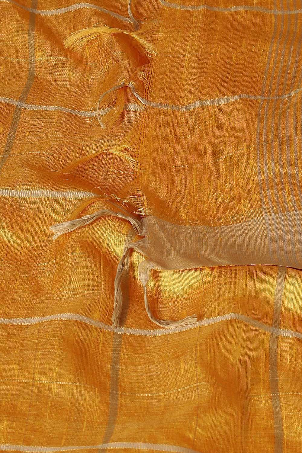 Yellow Pure Tussar Silk Bhagalpuri Saree image number null