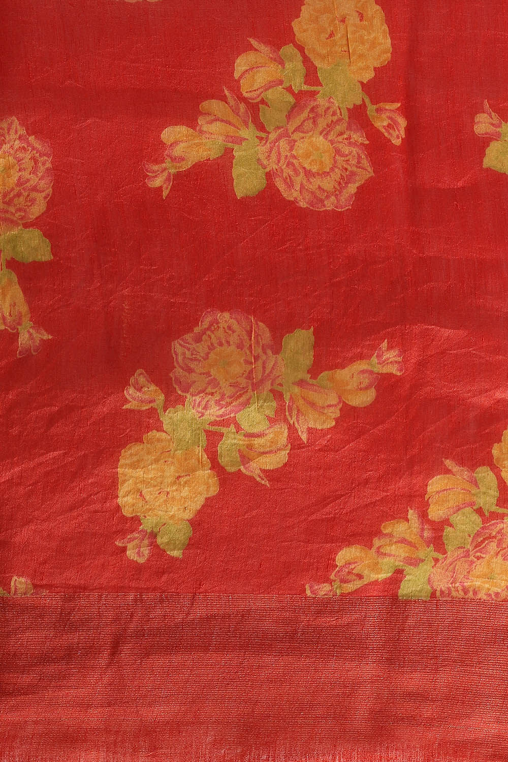 Yellow Pure Silk Linen Digital Printed Saree image number null