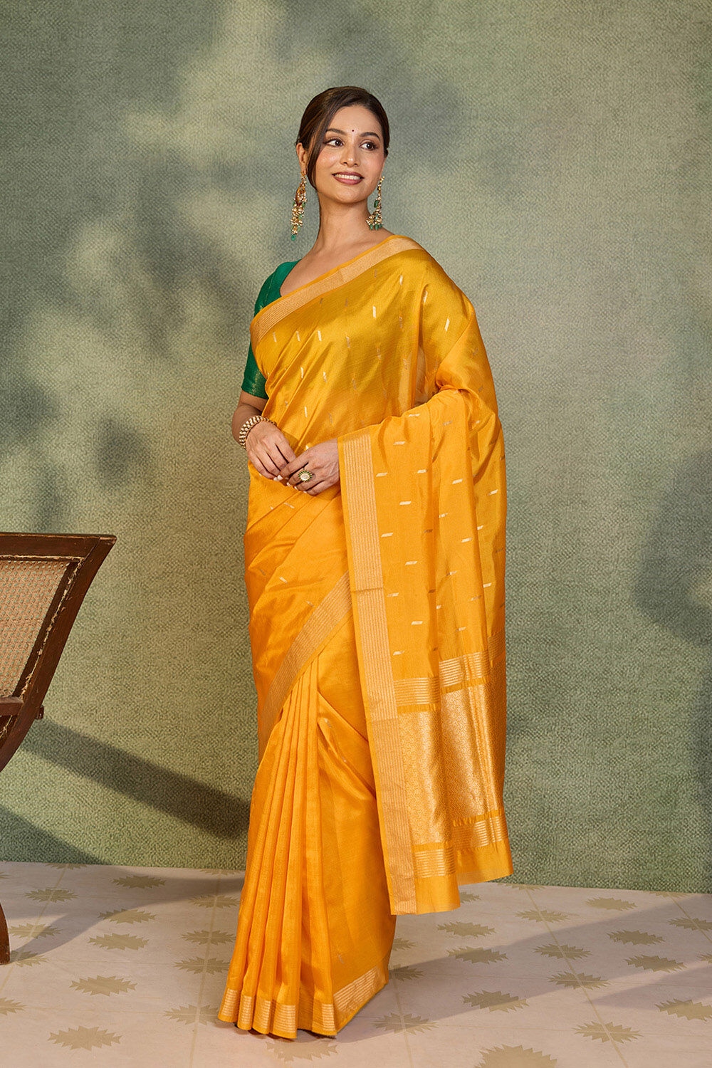 Light Yellow Silk Viscose Cutwork Banaras  Saree image number null