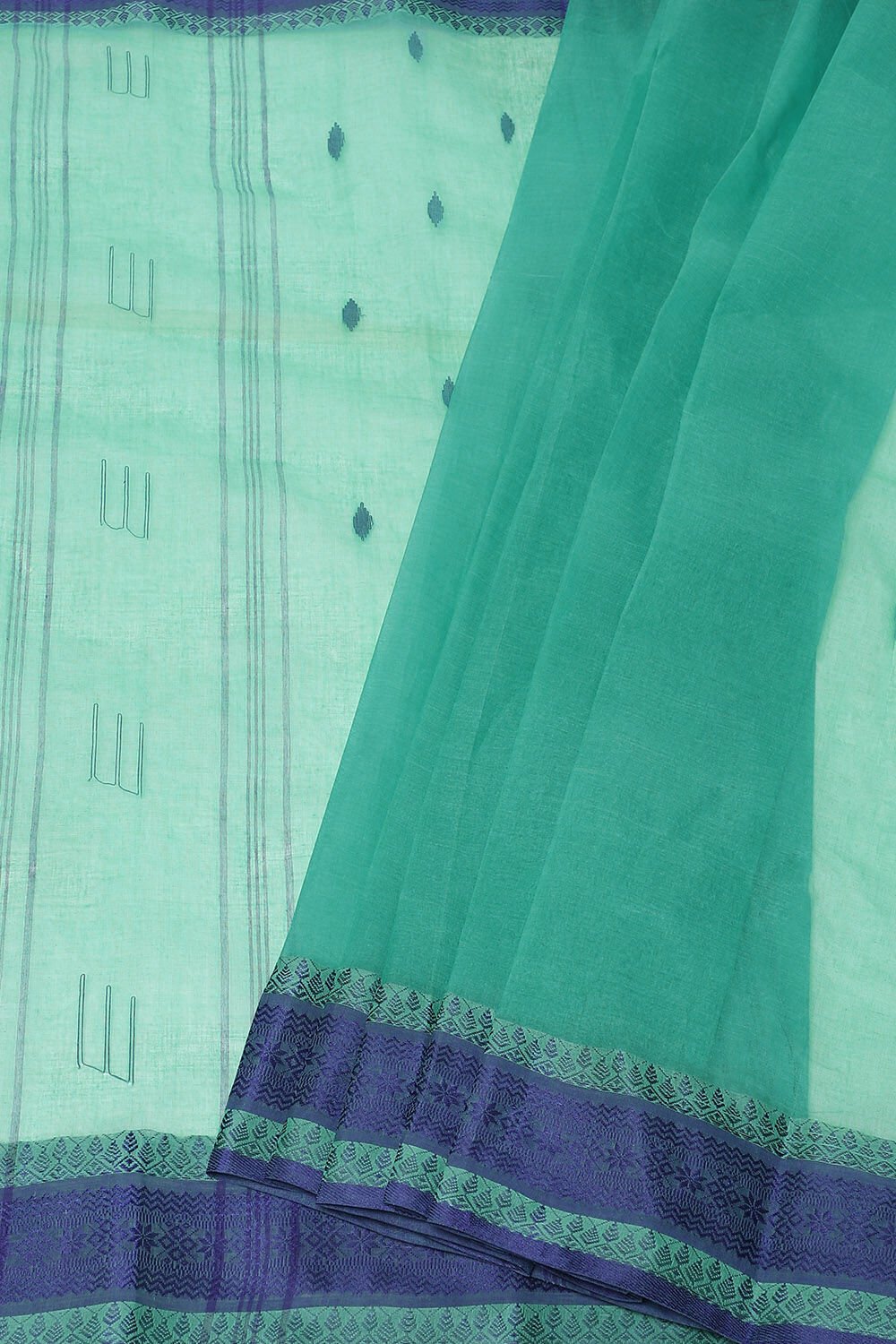 Dark Pure Green Cotton Bengal Saree image number null