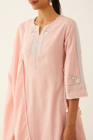 Light Pink Viscose Embroidered Kurta Set thumbnail image number null