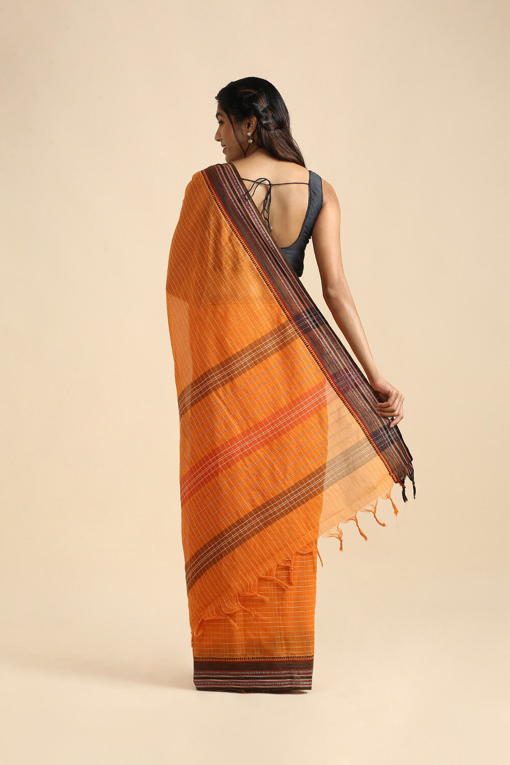 Orange Pure Cotton Naranyanpet Saree image number null