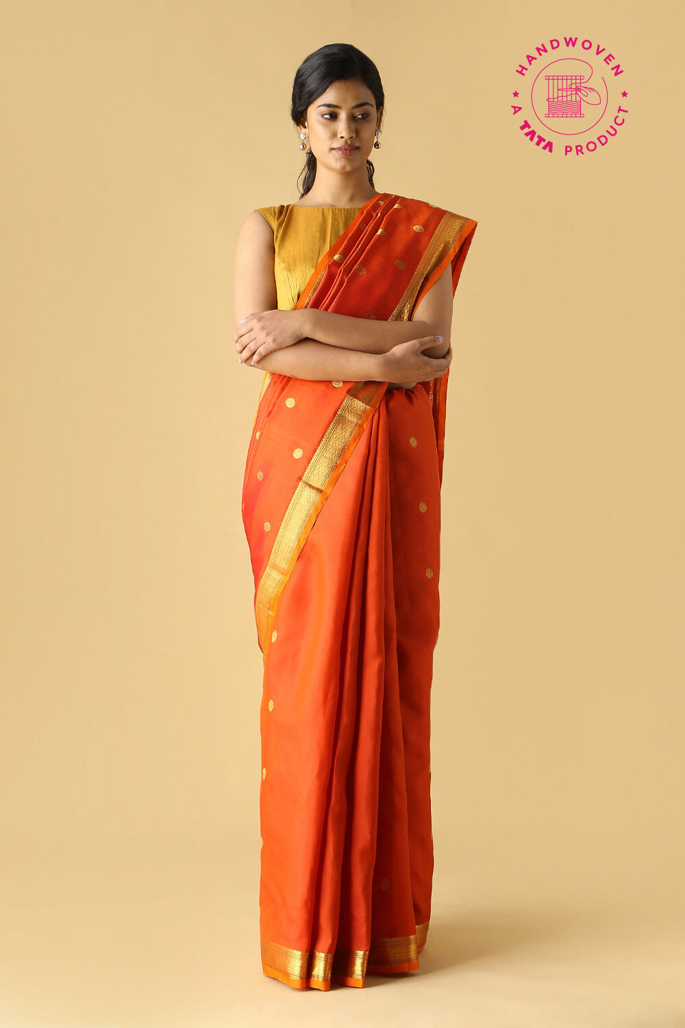 Orange Pure Silk Kanjivaram Saree image number null