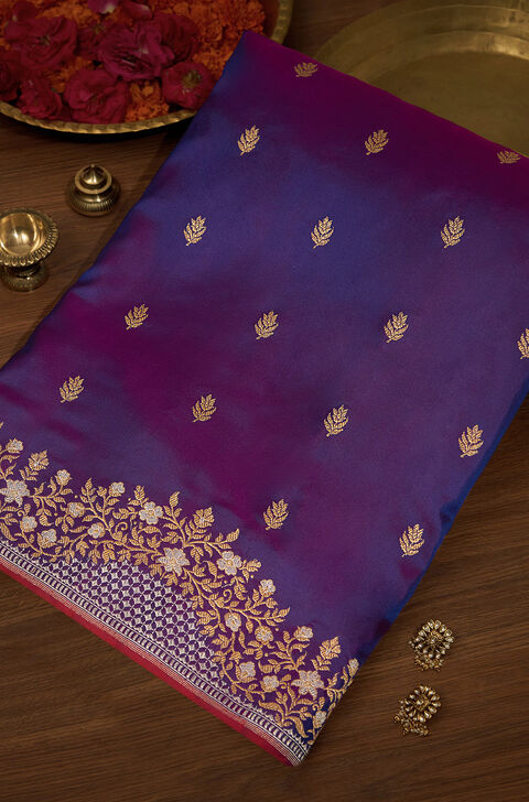 Purple Pure Silk Kadwa Banarasi Saree