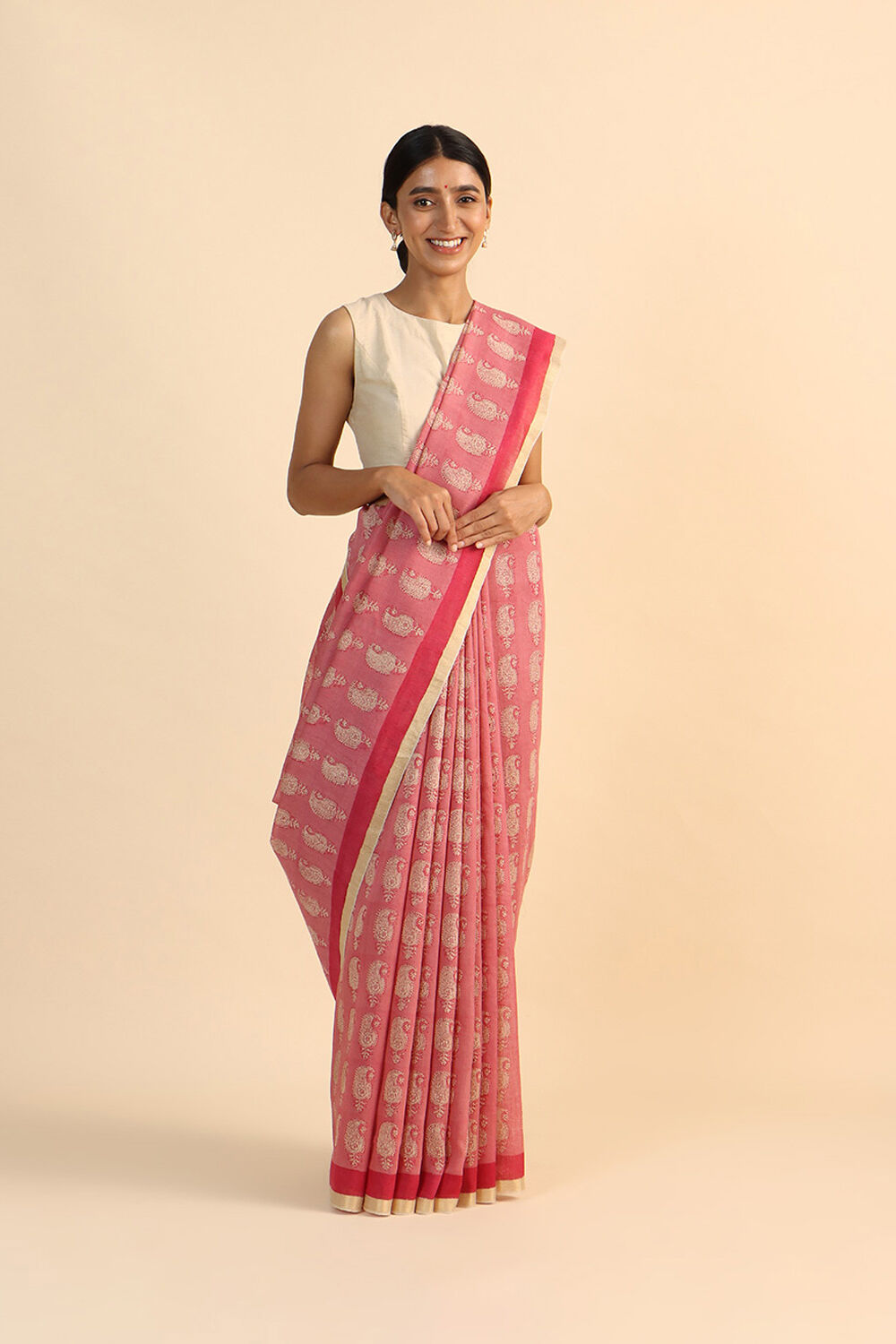 Light Pink Pure Tussar Vanya Printed Saree image number null