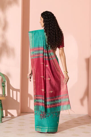 Green Woven Silk Viscose Bhagalpur Saree thumbnail image number null