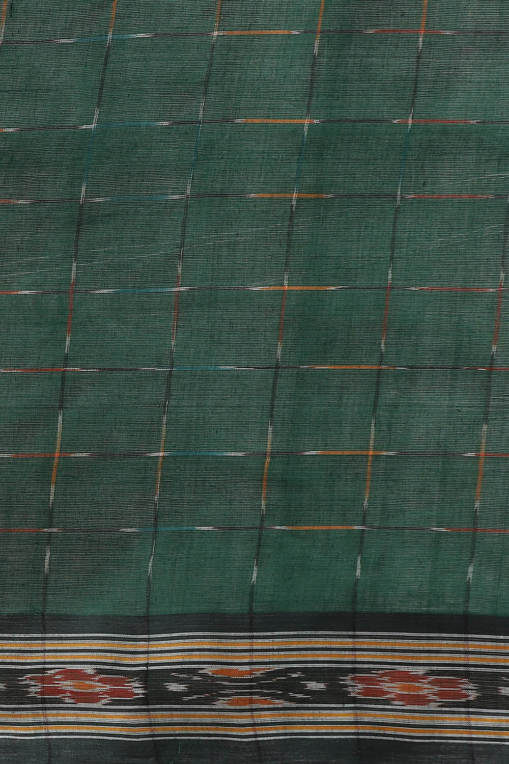 Dark Pure Green Cotton Odissa Ikat image number null