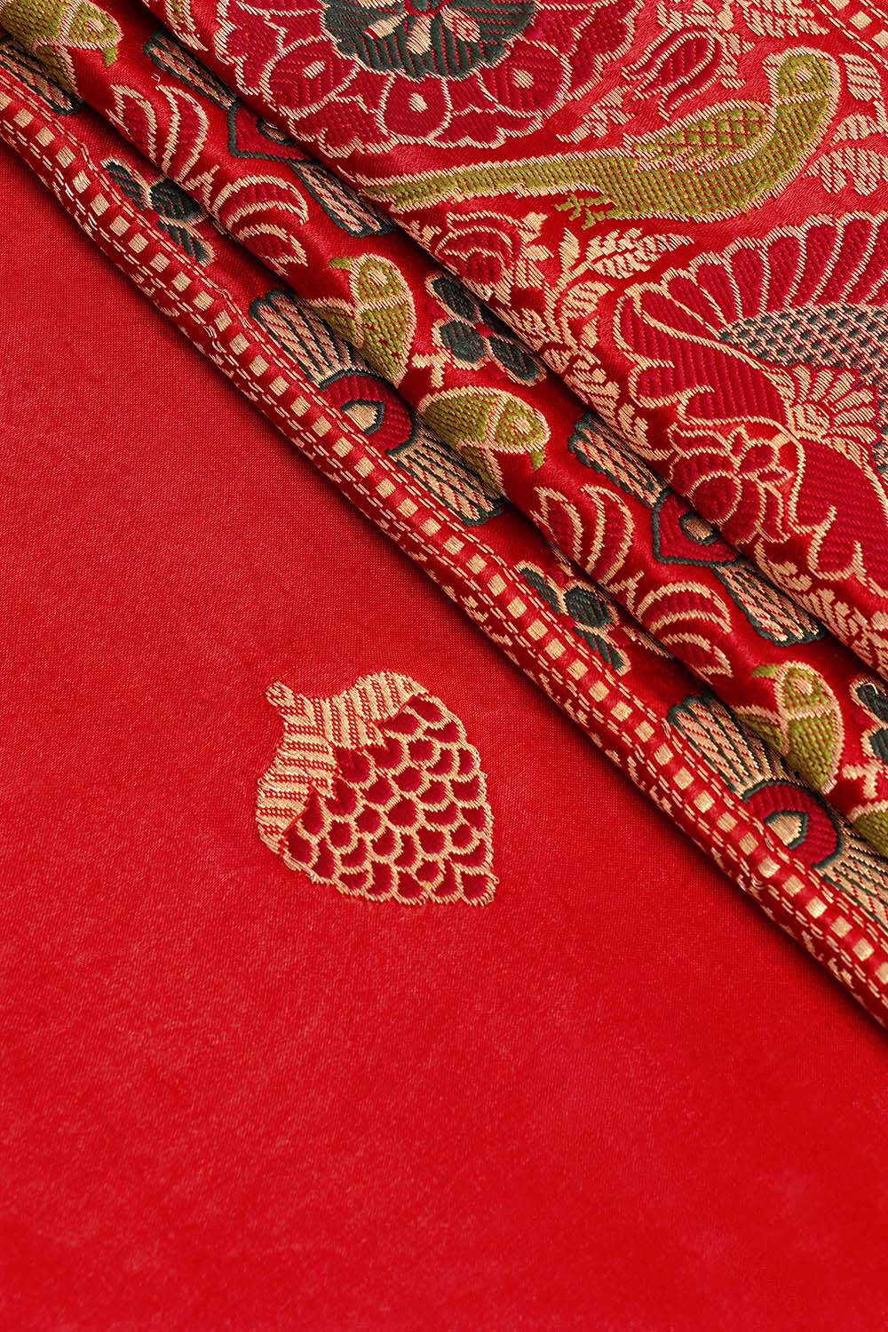 Dark Red Pure Silk Kadwa Banarasi Saree image number null
