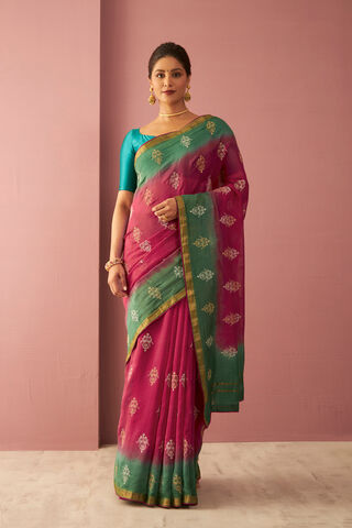 Pink Pure Silk Cotton Embroidered Saree image number