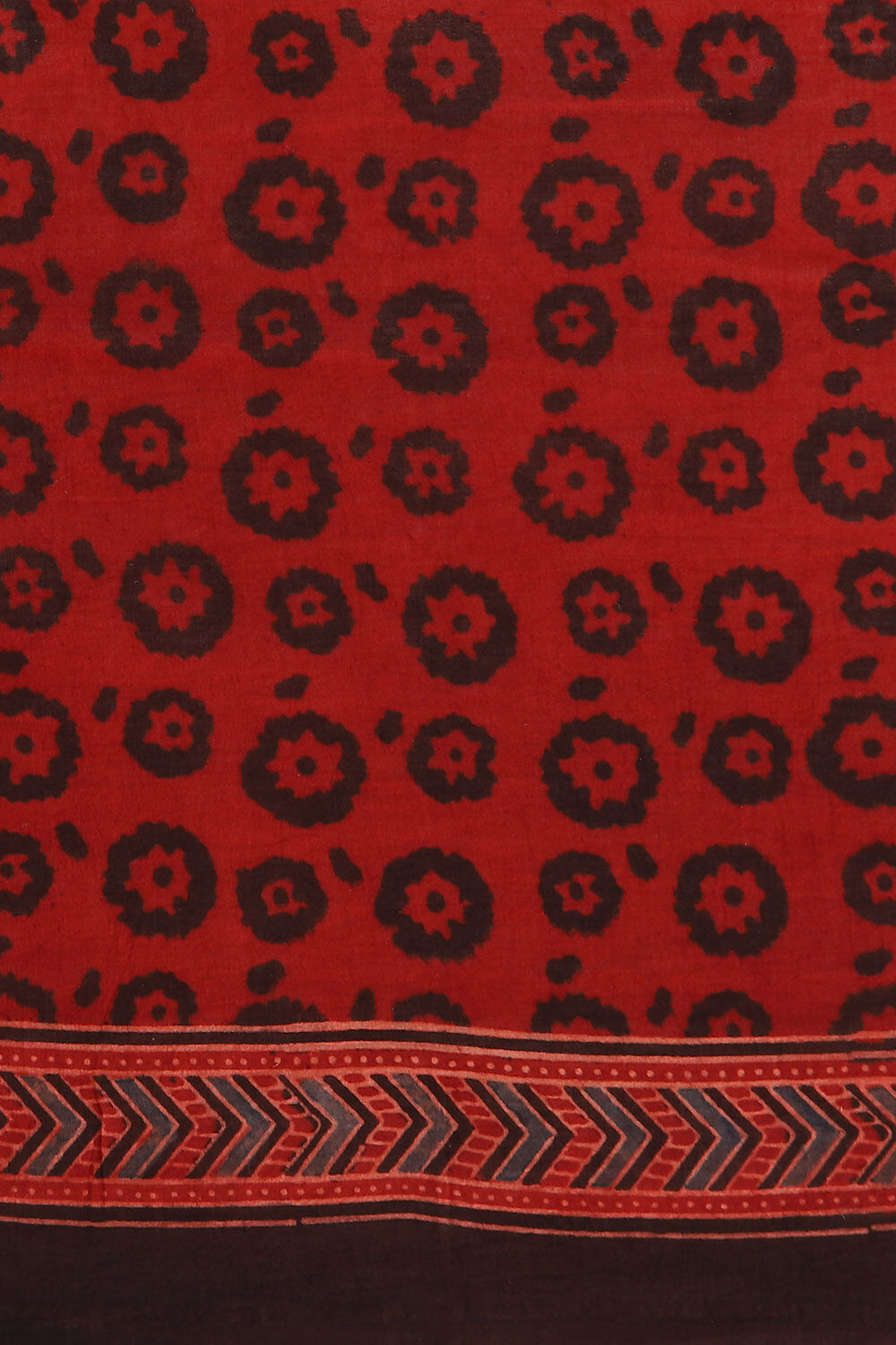 Red Pure Cotton Ajrakh Printed Saree image number null