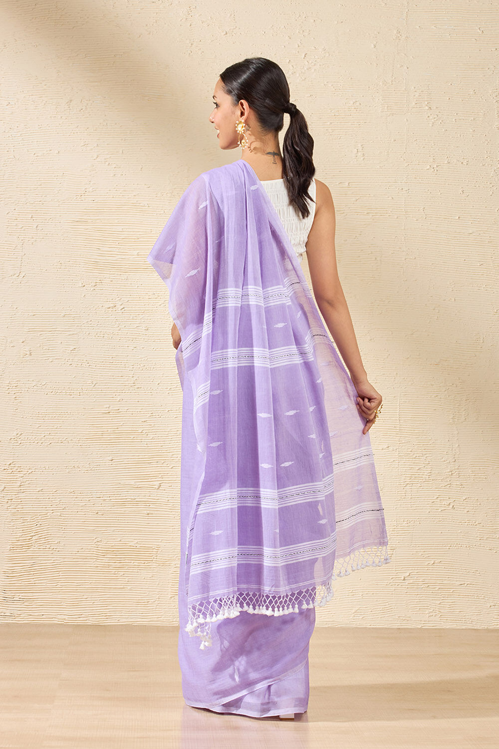 Light Violet Bengal Pure Cotton Jamdani Saree image number null