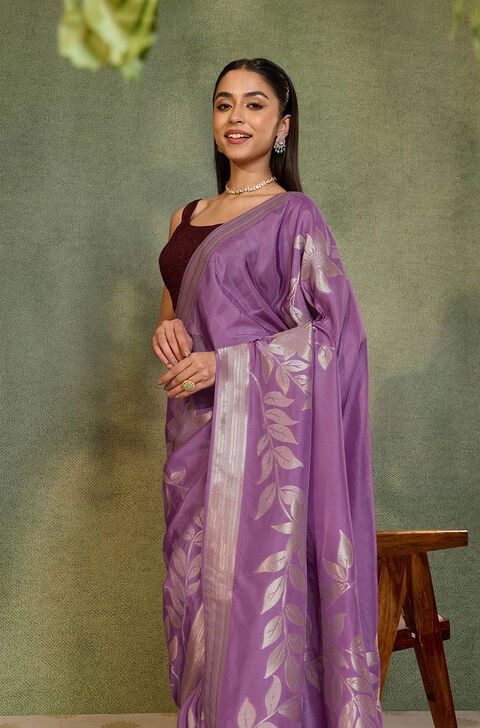 Violet Woven Pure Viscose Saree