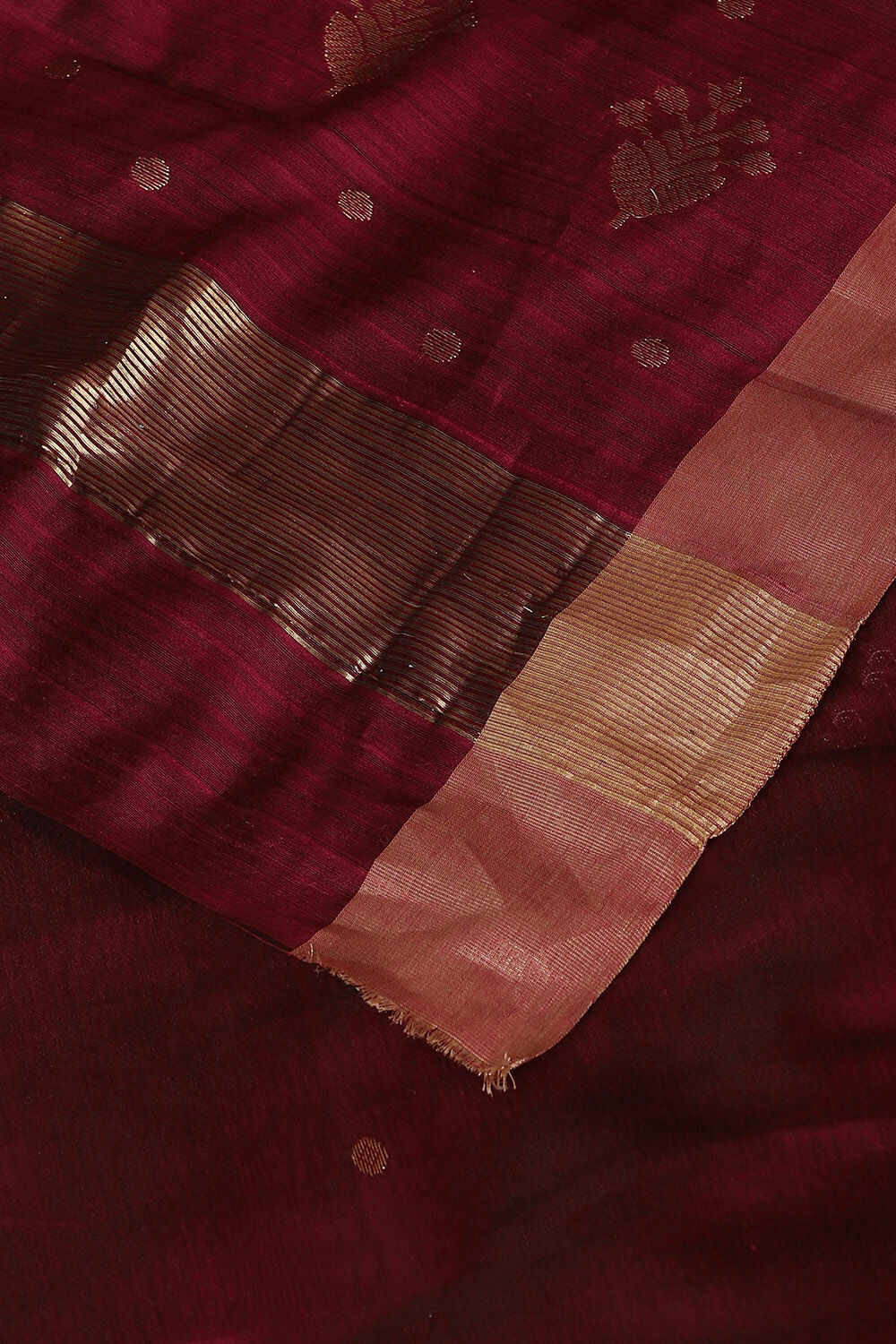 Red Pure Silk Cotton Chanderi Saree image number null